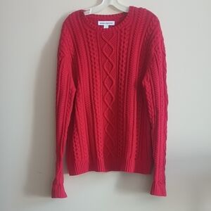Amazon Essentials Vibrant Red Cable Knit Sweater